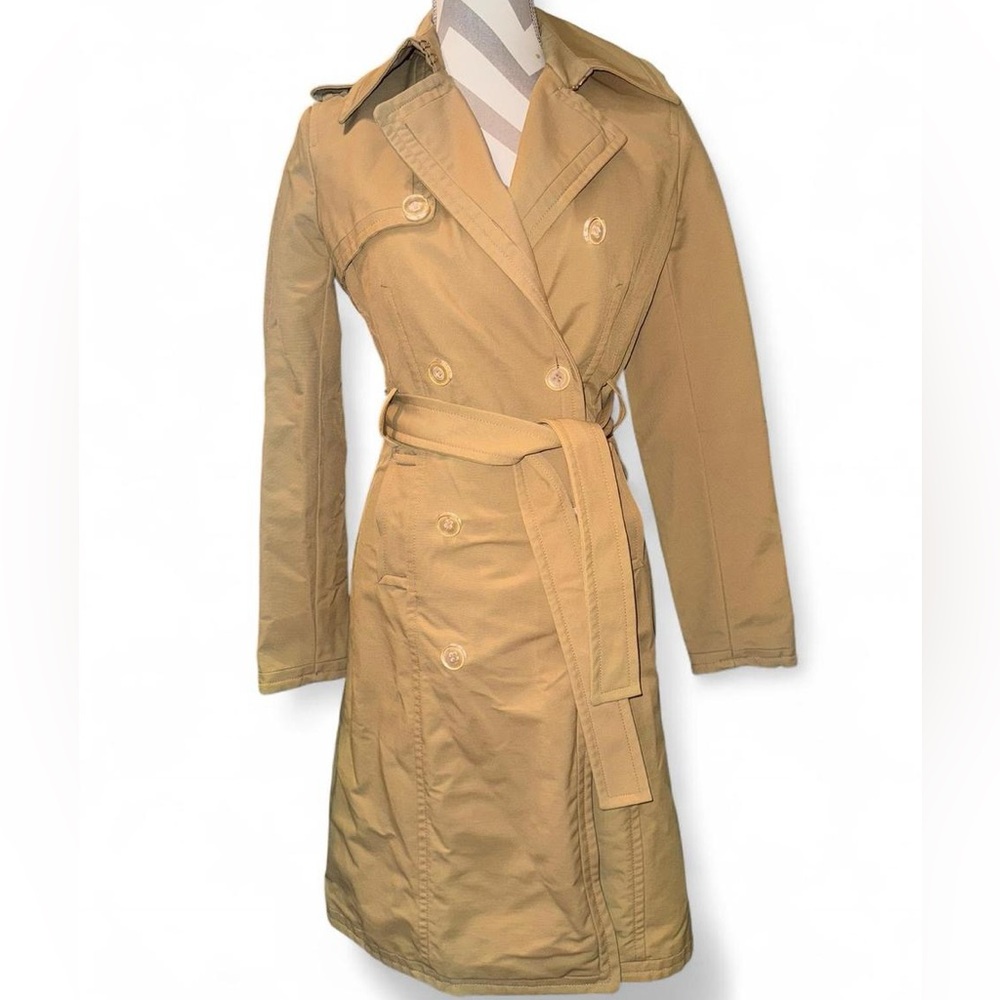 Express Camel Double-Breasted Trench Coat